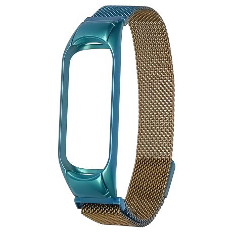 Ремешок Миланская петля радужная для Xiaomi Mi Band 3/ 4 № 40 золотисто-синий Ремешок Миланская петля радужная для Xiaomi Mi Band 3/ 4 № 40 золотисто-синий
