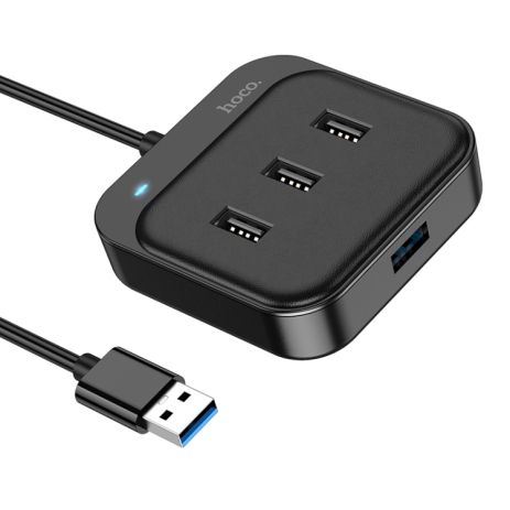 USB Hub Hoco HB31 Easy 4-in-1 converter(USB to USB3.0+USB2.0*3)(L=1.2M) Чорний