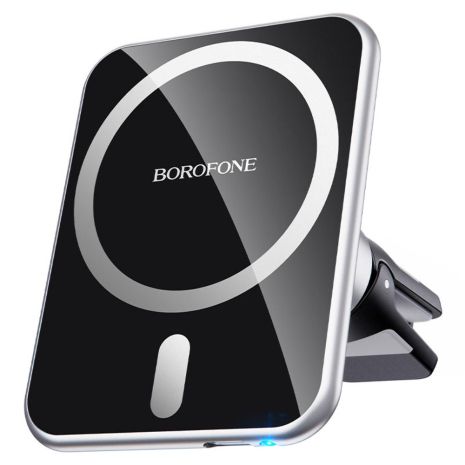 Автотримач Borofone BH43 магнітний з бездротовою зарядкою MagSafe темно-сірий Автотримач Borofone BH43 магнітний з бездротовою зарядкою MagSafe темно-сірий