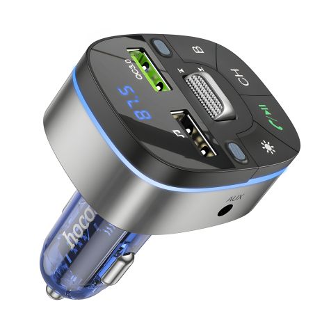 FM модулятор HOCO E71, BT 5.0, QC, AUX (синій) з функцією зарядки