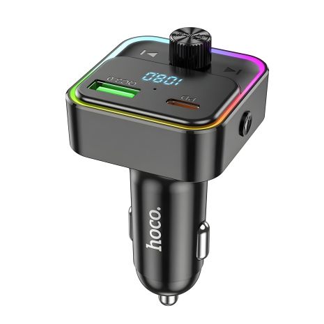 FM модулятор HOCO E81 USB, Type-C PD QC 30W з дисплеєм black