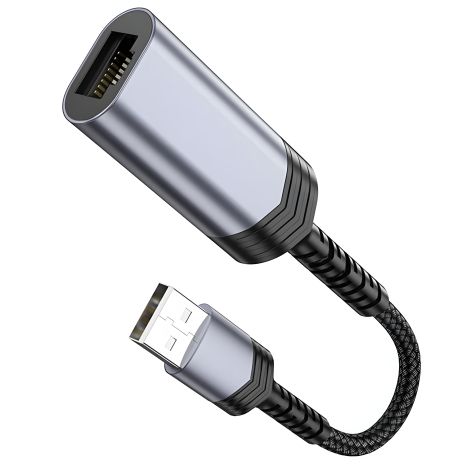 Адаптер переходник Hoco UA26 100 Mbps USB to RJ45 metal gray