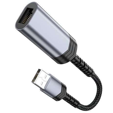 Адаптер переходник Hoco UA26 100 Mbps USB to RJ45 metal gray Адаптер переходник Hoco UA26 100 Mbps USB to RJ45 metal gray