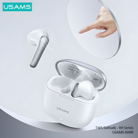 Навушники Bluetooth USAMS TWS Earbuds XH09 | BT5.1, 35/300mAh, 5.5h | white Навушники Bluetooth USAMS TWS Earbuds XH09 | BT5.1, 35/300mAh, 5.5h | white