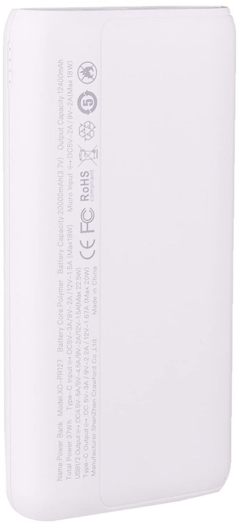 Повербанк XO PR127 PD20W+QC22.5W 20000 mAh white