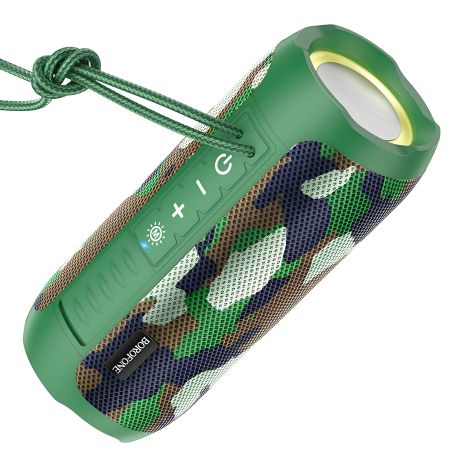 Портативна колонка BOROFONE BR21 Sports BT5.1, AUX, USB, TF, FM, 10W, RGB, 3h, speaker Camouflage Green