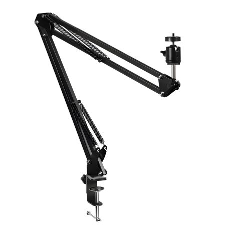 Подпружиненный штатив-пантограф на Струбцине, чёрный, 2 зажима