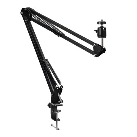 Подпружиненный штатив-пантограф на Струбцине, чёрный, 2 зажима