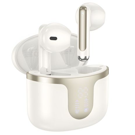 Наушники HOCO EQ7 Snowflake true wireless BT headset |BT5.3, 40/300mAh, 7h| Milky white