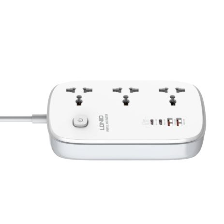 Подовжувач мережний Ldnio SC3416 | 2USB/2Type-C, 3Sockets. QC/PD, 65W/5A, 2м EU Plug| white