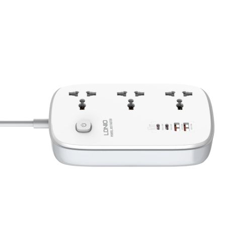 Мережевий подовжувач Ldnio SC3416 | 2USB/2Type-C, 3 розетки, QC/PD, 65W/5A, 2м EU Plug | білий