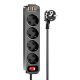 Мережевий подовжувач HOCO NS1 Aura 4-bit extension cable socket fast charge 2USB/1Type-C, 4Sockets, 4000W, 20W/3A, PD/QC, 1.8m| black