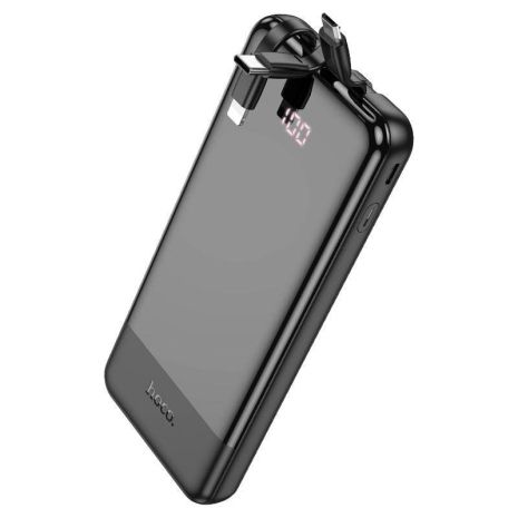 Power bank Hoco J114 10000mAh з дисплеєм + кабелі 3в1 Type-C/ Lightning/ MicroUSB black