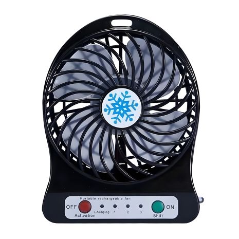 Портативний вентилятор DAC-V1 Mini fan, 4W, USB, 18650, 3 швидкості, ліхтарик, Чорний