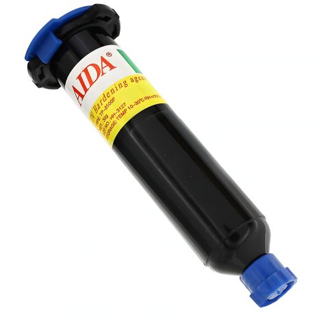 Клей LOCA Aida TP-2500F (30 гр) у чорному шприці, для склеювання комплектів дисплей та тачскрин під ультрафіолетом