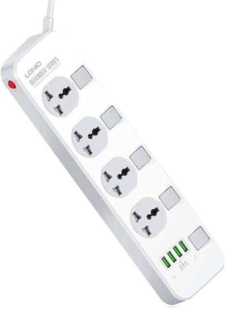 Сетевое зарядное устройство удлинитель Ldnio SC4408EU |2500W, 2m EU plug, 4USB, 4 Sockets 3.4A| white