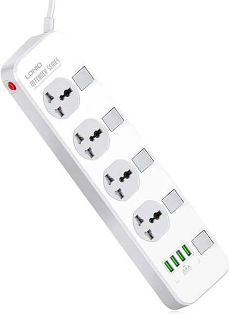 Подовжувач зарядний пристрій Ldnio SC4408EU (4 USB, 4 розетки, 2m, 4 Sockets, 3.4A, білий)
