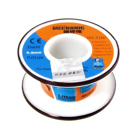 Припій Mechanic HX-T100 0.4 мм, 55 гр, 63% Sn, 37% Pb