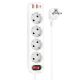 Сетевой удлинитель Hoco NS1 |2USB/1Type-C, 4Sockets, 4000W, 20W/3A, PD/QC, 1.8m| White