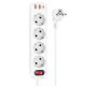 Сетевой удлинитель Hoco NS1 |2USB/1Type-C, 4Sockets, 4000W, 20W/3A, PD/QC, 1.8m| White