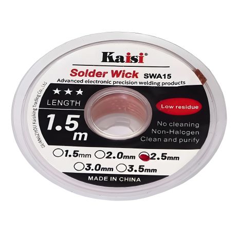 Очиститель припоя Kaisi 2515 (2.5 мм x 1.5 м) Очиститель припоя Kaisi 2515 (2.5 мм x 1.5 м)
