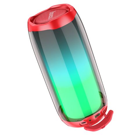 Бездротова колонка Hoco HC8 зі світломузикою, TWS, BT5.0, TF, FM, USB, AUX, 10W, 1800mAh, 4h, червона Бездротова колонка Hoco HC8 зі світломузикою, TWS, BT5.0, TF, FM, USB, AUX, 10W, 1800mAh, 4h, червона