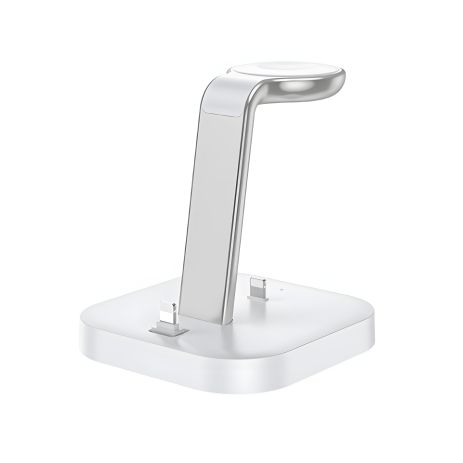 Зарядка беспроводная Hoco CW43 10W для Graceful 3-в-1 (MagSafe/AppleWatch) белая