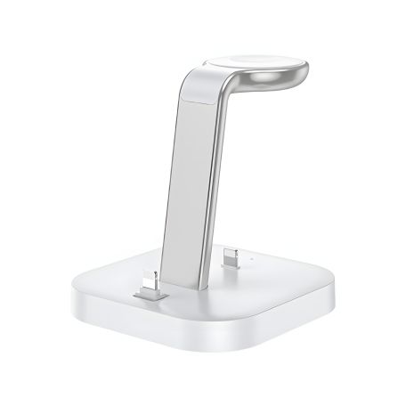 Зарядка беспроводная Hoco CW43 10W для Graceful 3-в-1 (MagSafe/AppleWatch) белая