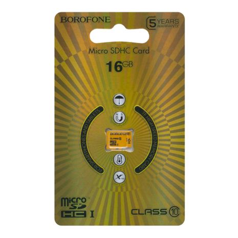 Карта Памяти Borofone MicroSDHC 16gb 10 Class Жёлтый