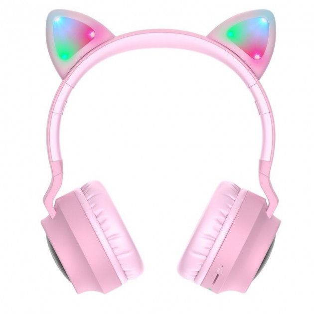Беспроводные накладные наушники Hoco W27 Cat ear розовые Беспроводные накладные наушники Hoco W27 Cat ear розовые