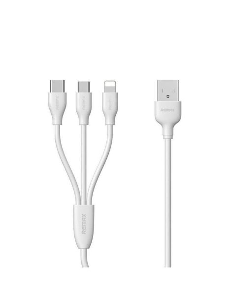 Кабель Hoco X78 3в1 USB to Type-C/ Lightning/ MicroUSB 1m білий