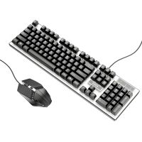 Дротові ігрові клавіатура та миша Hoco GM18, USB, 1.46m, 1.5m, 800-1200DPI, RGB, Чорний
