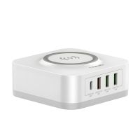 Бездротовий зарядний пристрій Ldnio AW004 3 USB/Type-C QC PD 32W білий