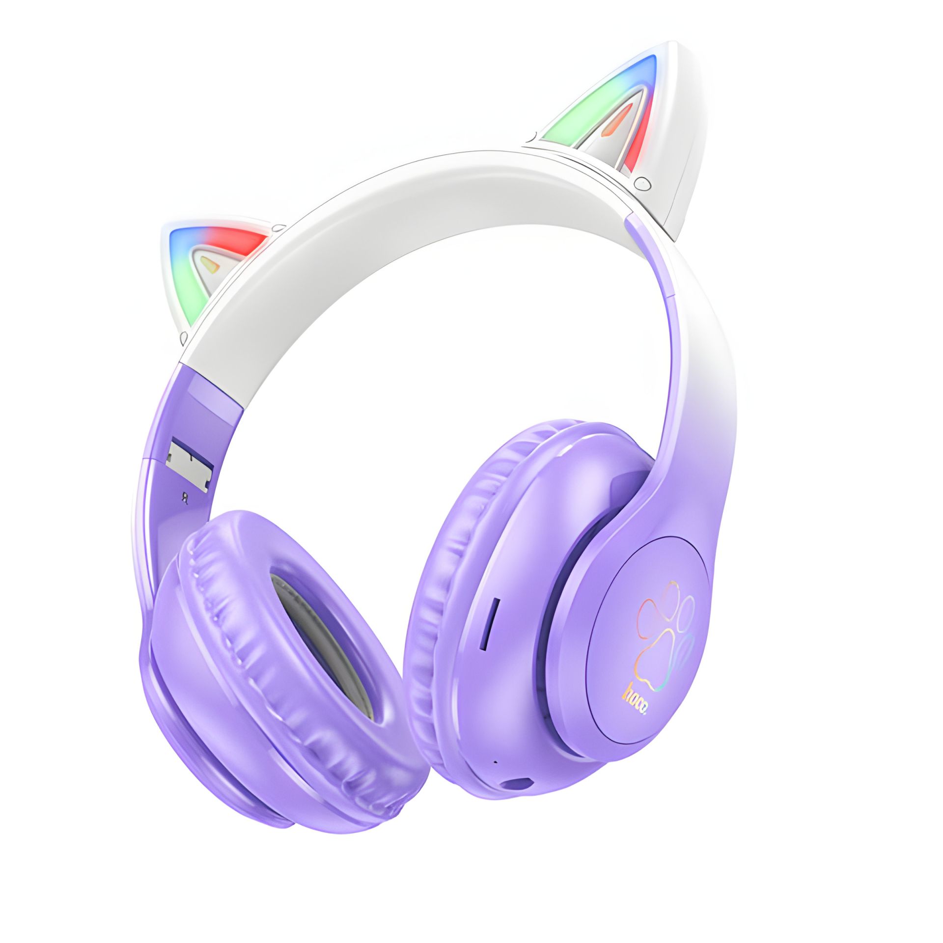 Наушники беспроводные полноразмерные Hoco W42 Cat Ear с подсветкой |BT5.3, AUX/TF, 10h| фиолетовые Наушники беспроводные полноразмерные Hoco W42 Cat Ear с подсветкой |BT5.3, AUX/TF, 10h| фиолетовые
