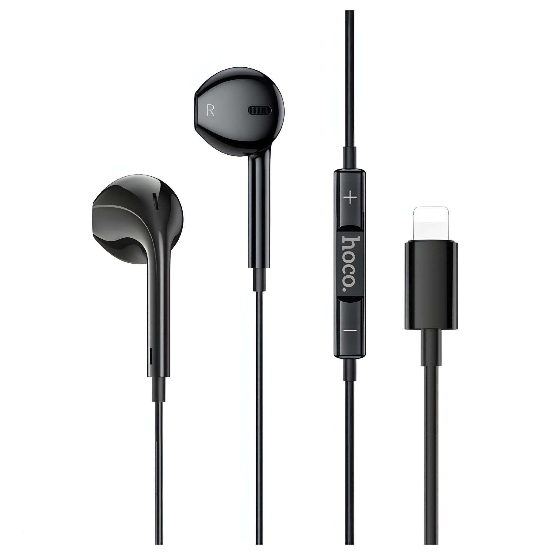 Наушники проводные вкладыши Hoco M111 с микрофоном Lightning черные Наушники проводные вкладыши Hoco M111 с микрофоном Lightning черные