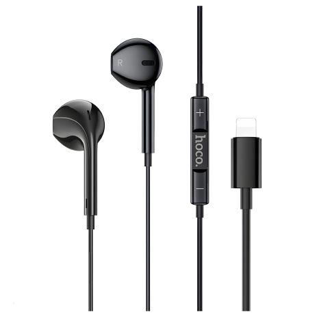 Наушники проводные вкладыши Hoco M111 с микрофоном Lightning черные Наушники проводные вкладыши Hoco M111 с микрофоном Lightning черные