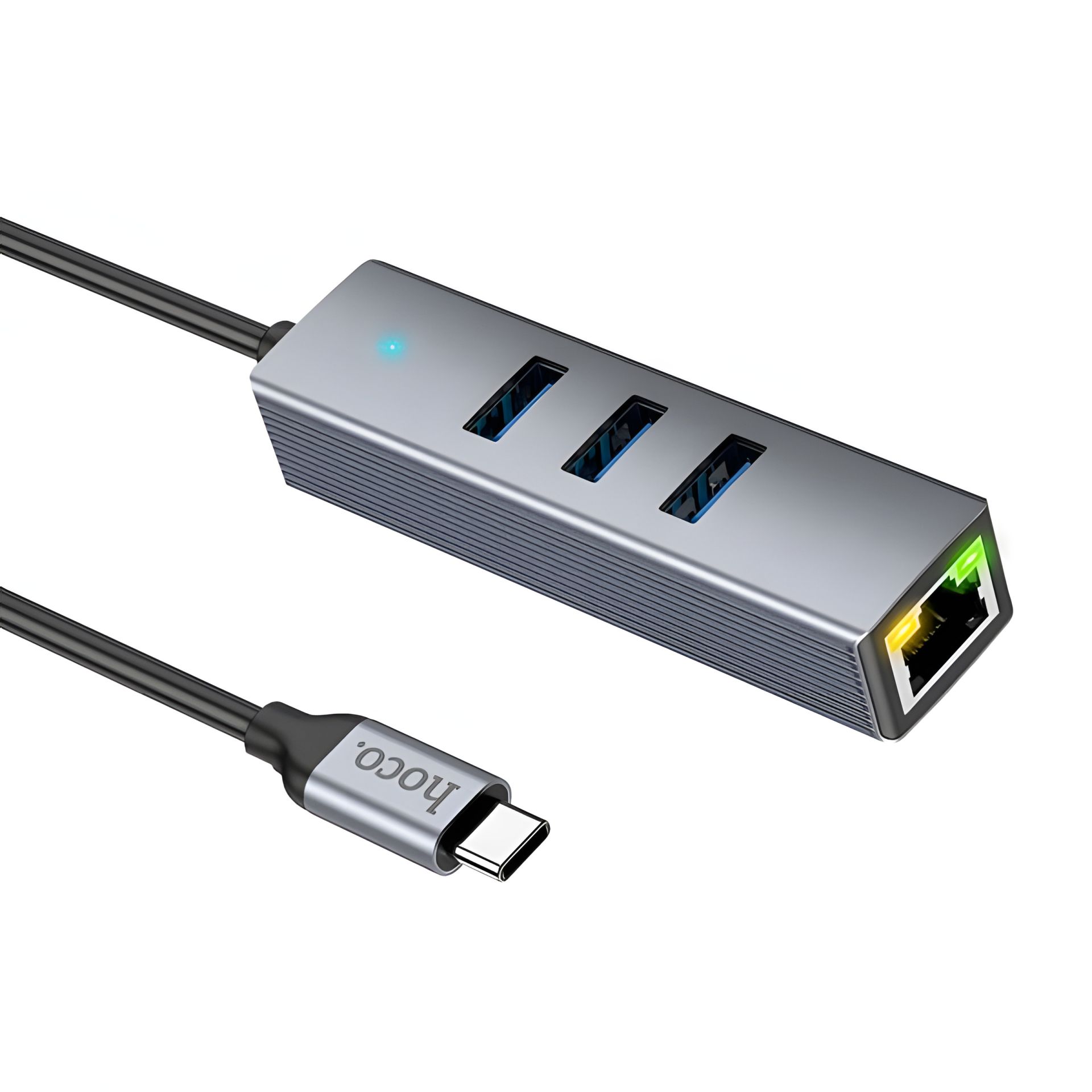 Адаптер Hoco HB34 (Type-C to RJ45 1Gbit Ethernet +3*USB3.0) Grey Адаптер Hoco HB34 (Type-C to RJ45 1Gbit Ethernet +3*USB3.0) Grey