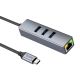 Адаптер Hoco HB34 (Type-C to RJ45 1Gbit Ethernet +3*USB3.0) Grey