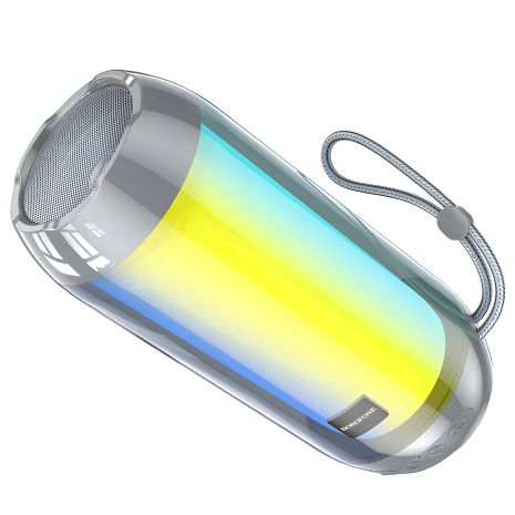 Бездротова колонка Borofone BR25, BT5.3, FM, AUX, USB, TF, 5W, 1200mAh, 2h, сіра зі світломузикою Бездротова колонка Borofone BR25, BT5.3, FM, AUX, USB, TF, 5W, 1200mAh, 2h, сіра зі світломузикою