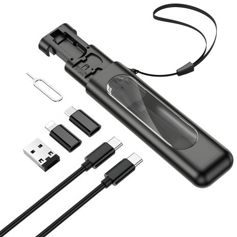Адаптер переходник Borofone BU36 4в1 USB/ Lightning/ MicroUSB черный + кабель Type-C to Type-C Адаптер переходник Borofone BU36 4в1 USB/ Lightning/ MicroUSB черный + кабель Type-C to Type-C