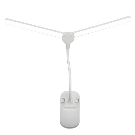 Настільна USB LED лампа гнучка, подвійна з двома акумуляторами та прищіпкою біла Настільна USB LED лампа гнучка, подвійна з двома акумуляторами та прищіпкою біла