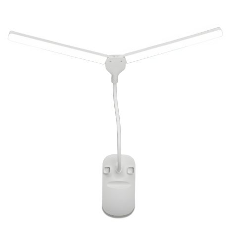 Настільна USB LED лампа гнучка, подвійна з двома акумуляторами та прищіпкою біла Настільна USB LED лампа гнучка, подвійна з двома акумуляторами та прищіпкою біла