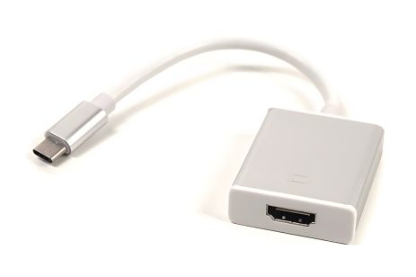 Кабель-перехідник PowerPlant HDMI female - USB Type-C, 0.15м, Blister, Silver Кабель-перехідник PowerPlant HDMI female - USB Type-C, 0.15м, Blister, Silver