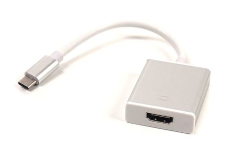 Кабель-перехідник PowerPlant HDMI female - USB Type-C, 0.15м, Blister, Silver Кабель-перехідник PowerPlant HDMI female - USB Type-C, 0.15м, Blister, Silver