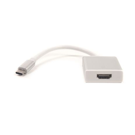 Кабель-перехідник PowerPlant HDMI female - USB Type-C, 0.15м, Silver