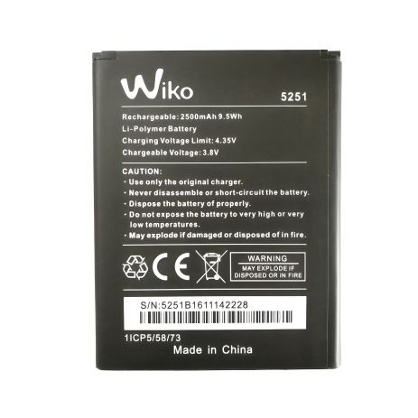 Акумулятор Wiko Rainbow 5251/Jam 4G/Robby/Pulp3G/Pulp 4G (2500 mAh) [Original PRC] 12 міс. гарантії
