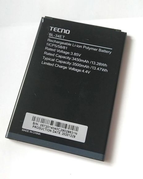 Акумулятор для Tecno BL-34ET/Techno POP 3 (BB2)/Li-Pol 3500 mAh, 13.47 Wh, 3.85 V [Original PRC] 12 міс. гарантії