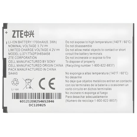 Акумулятор ZTE Li3717T42P3h654458 Wi-Fi router (Verizon 890L, MF63, AC60, EUFI890, AR918B) [Original PRC] 12 міс. гарантії