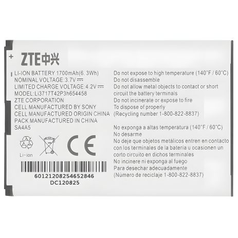 Аккумулятор Original PRC для ZTE Li3717T42P3h654458 WiFi-router (Verizon 890L, MF63, AC60, EUFI890, AR918B) с 12 мес. гарантии