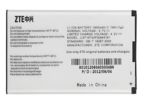 Оригинальный аккумулятор 1900 mAh для ZTE Li3719t42p3h644161 (T82, V8000, WiFi роутер MF80) с 12 мес. гарантии Оригинальный аккумулятор 1900 mAh для ZTE Li3719t42p3h644161 (T82, V8000, WiFi роутер MF80) с 12 мес. гарантии